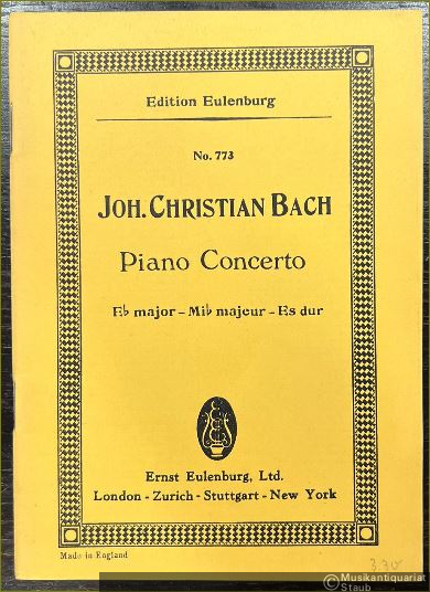  - Concerto Eb major for Cembalo and String Orchestra (= Edition Eulenburg, No. 773).
