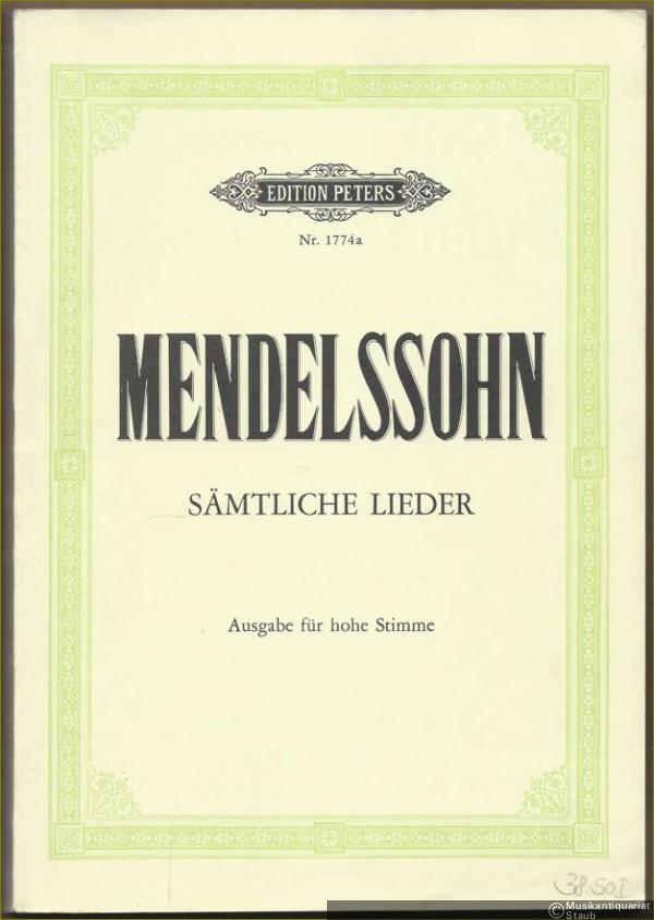  - Sämtliche Lieder für eine Singstimme mit Klavier (= Edition Peters, Nr. 1774a). Ausgabe für hohe Stimme.