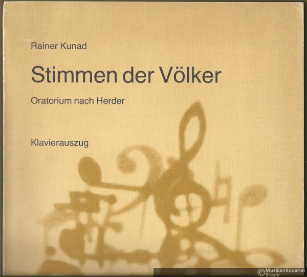  - Stimmen der Völker. Oratorium nach Herder für Soli, Chor, Orgel und Orchester (1980/81) (= DVfM 6133). Conatum 72. Klavierauszug.