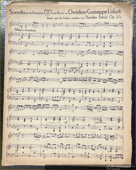  - Sonata per la Pomposa (Bratsche oder Violine) con Bassi von Christian Guiseppe Lidarti [= Meisterwerke für Viola d'amore und Bratsche].