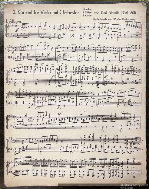  - 2. Konzert für Viola mit Orchester (Streicher, 2 Flöten, 2 Corni) [= Meisterwerke für Viola d'amore und Bratsche].