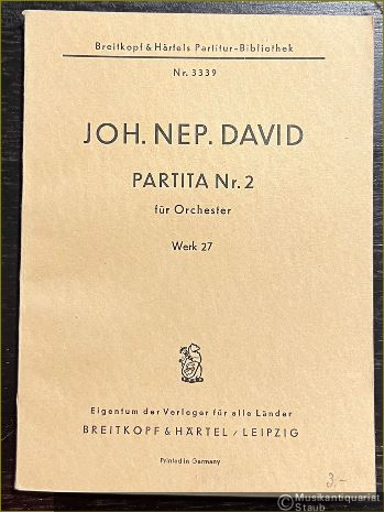  - Partita Nr. 2 für Orchester, Werk 27 (= Breitkopf & Härtels Partitur-Bibliothek, Nr. 3339).