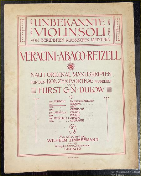  - Allegro (= Unbekannte Violinsoli von berühmten klassischen Meistern - Veracini, Abaco, Retzell - No. 2).