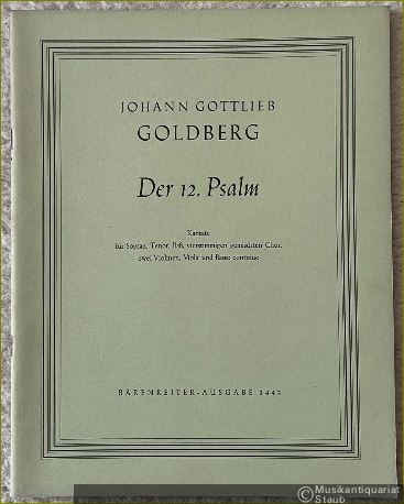  - Der 12. Psalm. Kantate für Sopran, Tenor, Baß, vierstimmigen gemischten Chor, zwei Violinen, Viola und Basso continuo (= Bärenreiter-Ausgabe 3443).