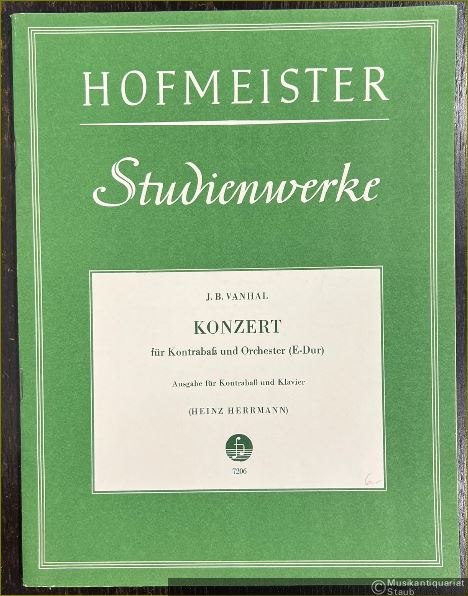  - Konzert für Kontrabaß und Orchester (E-Dur) (= Hofmeister Studienwerke, 7206). Ausgabe für Kontrabaß und Klavier.