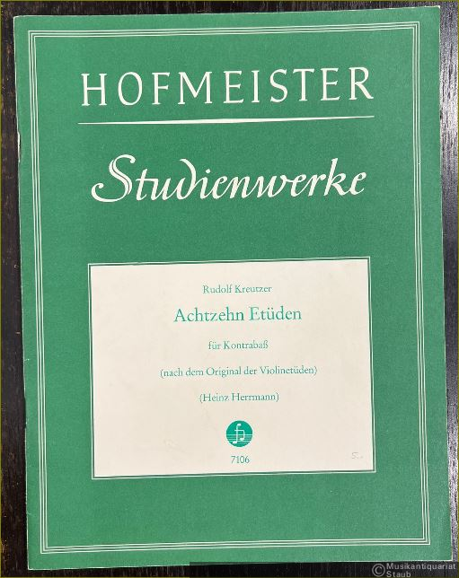  - Achtzehn Etüden nach dem Original der Violinetüden (= Hofmeister Studienwerke, 7106).