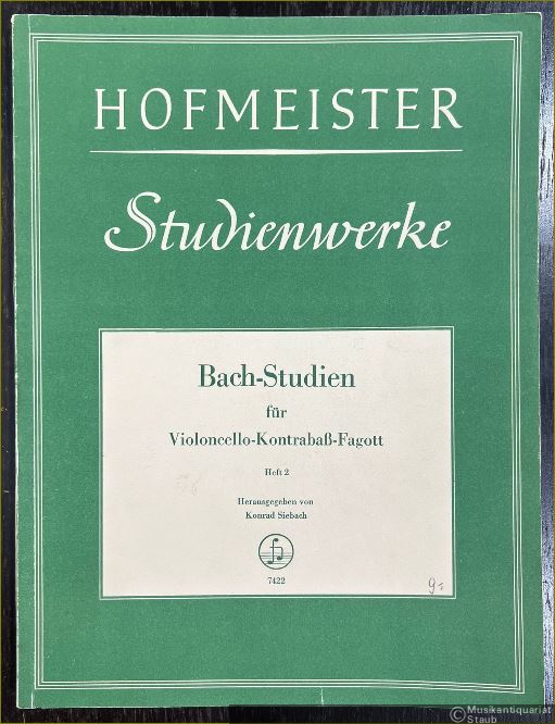  - Bach-Studien für Violoncello-Kontrabaß-Fagott, Heft 2 (= Hofmeister Studienwerke 7422).