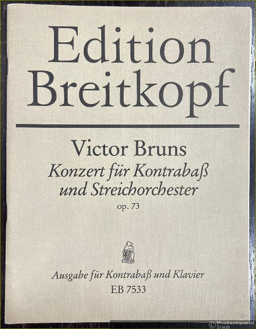  - Konzert für Kontrabaß und Streichorchester, Op. 73 (1984) (= Esition Breitkopf, Nr. 7533). Ausgabe für Kontrabaß und Klavier.