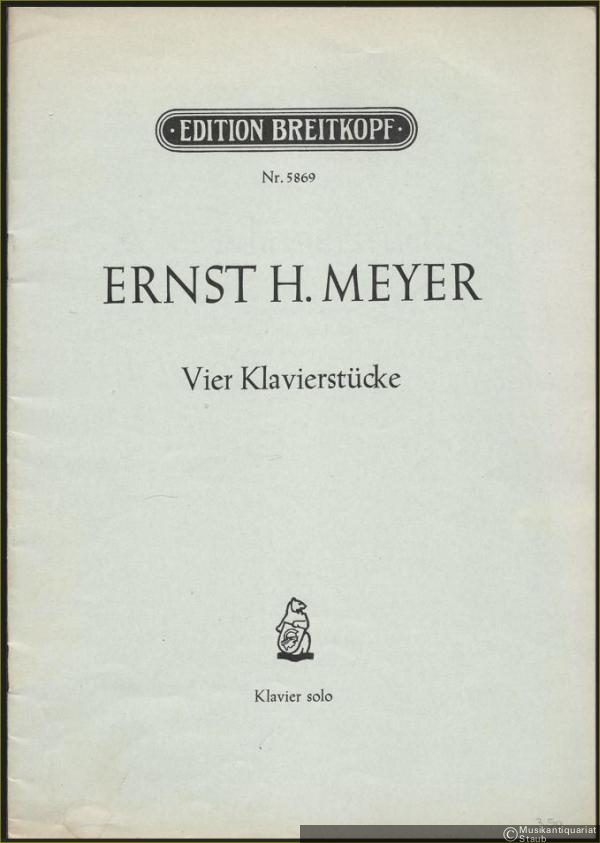  - Vier Klavierstücke (= Edition Breitkopf, Nr. 5869). Klavier solo.