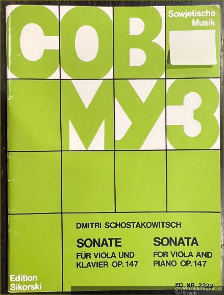  - Sonate für Viola und Klavier, Op. 147 / Sonata for Viola and Piano (= Edition Sikorski, Nr. 2222. SOWMUZ). Partitur u. Stimme.