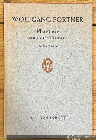  - Phantasie über die Tonfolge b-a-c-h für zwei Klaviere, neun Solo-Instrumente und Orchester (1950) (= Edition Schott 4271). Studien-Partitur.