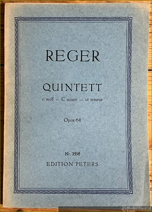  - Quintett c-Moll für Klavier, 2 Violinen, Viola u. Violoncello, Opus 64 (= Edition Peters, Nr. 3598) [Studienpartitur].