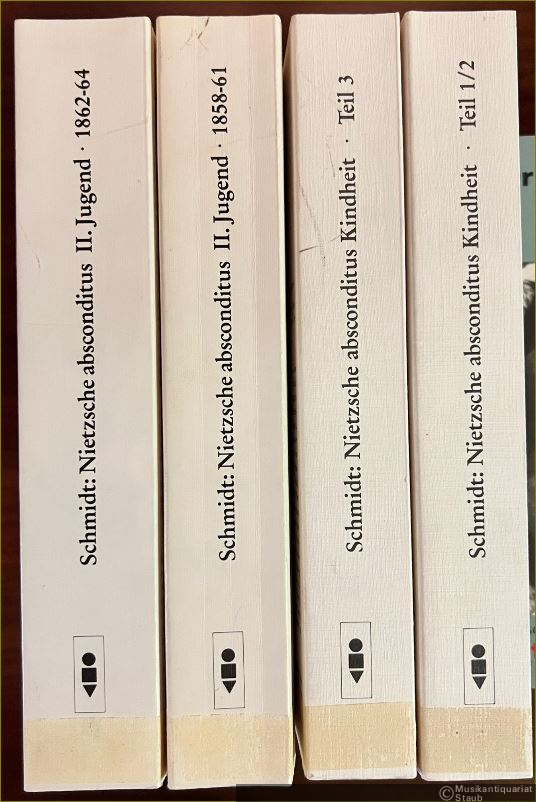  - Nietzsche absconditus oder Spurenlesen bei Nietzsche, Kindheit 1854-1858, Teil 1/2. Kindheit 1854-1858 Teil 3. II. Jugend 1. Teilband 1858-1861. 2. Teilband 1862-1864 [so vollständig].
