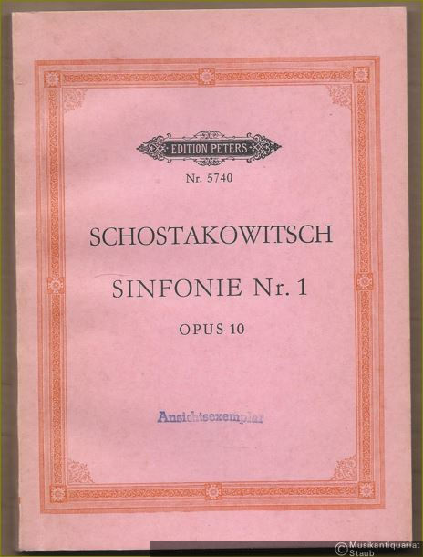  - Sinfonie Nr. 1, Opus 10 (= Edition Peters, Nr. 5740) [Taschenpartitur].