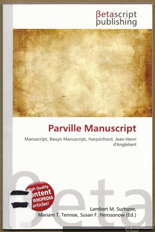  - Parville Manuscript. Manuscript, Bauyn Manuscript, Harpsichord, Jean-Henri d'Anglebert.