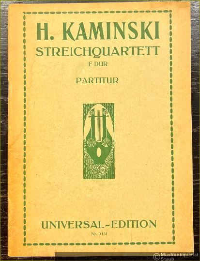  - Streichquartett F Dur (= Universal-Edition, Nr. 7131). Partitur.