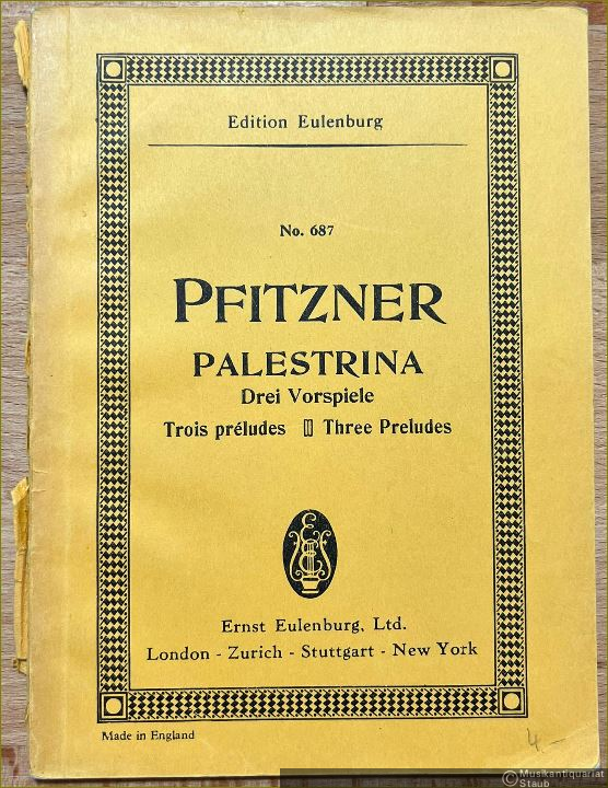  - Palestrina. Drei Vorspiele - Three Preludes  (= Edition Eulenburg, No. 687) [Taschenpartitur].