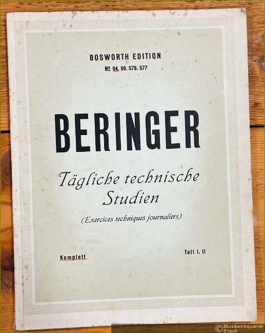  - Tägliche technische Studien (Exercices techniques journaliers). Teil I. II. (Complet) (= Bosworth Edition, No. 94).