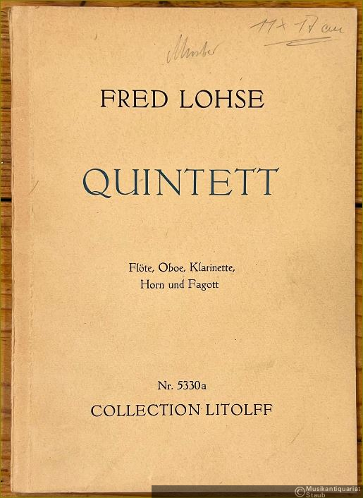  - Quintett für Flöte, Oboe, Klarinette, Horn und Fagott (1960) (= Collection Litolff, Nr. 5330a) [Studienpartitur].