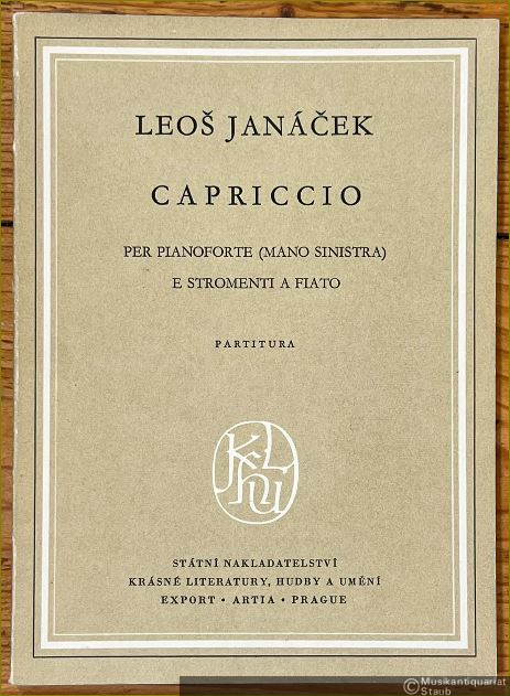  - Capriccio per Pianoforte (mano sinistra) e stromenti a fiato (1926) [Klavier (linke Hand) und Blasinstrumente]. Partitura.