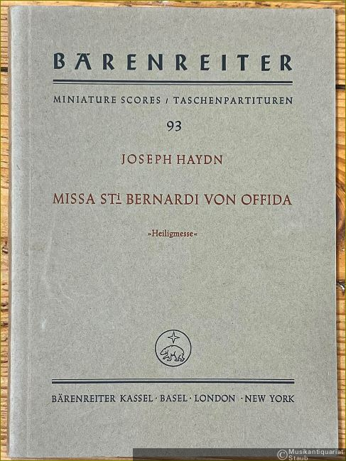  - Missa Sti Bernardi von Offida. "Heiligmesse" (= Bärenreiter Taschenpartituren 93).