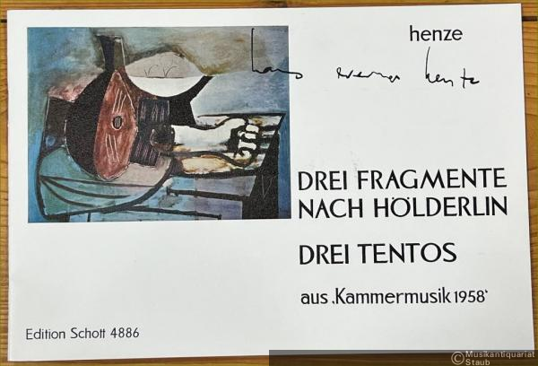  - Drei Fragmente nach Hölderlin für Singstimme und Gitarre / Drei Tentos für Gitarre allein aus "Kammermusik 1958" (= Edition Schott 4886).