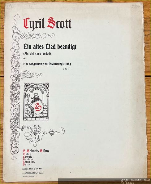  - Ein altes Lied beendigt (An old song ended) für eine Singstimme mit Klavierbegleitung.