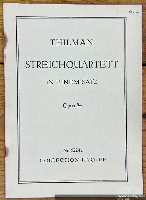 - Streichquartett in einem Satz, Opus 84 (= Collection Litolff, Nr. 5224a).