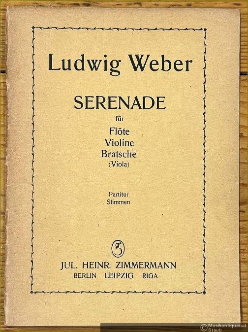  - Serenade für Flöte, Violine, Bratsche (Viola). Partitur.
