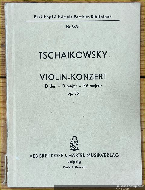  - Violinkonzert D-Dur / D major / Re majeur Op. 35 (= Breitkopf & Härtels Partitur-Bibliothek, Nr. 3631). Original mit Einzeichnungen für vereinfachte Besetzung. Taschenpartitur.