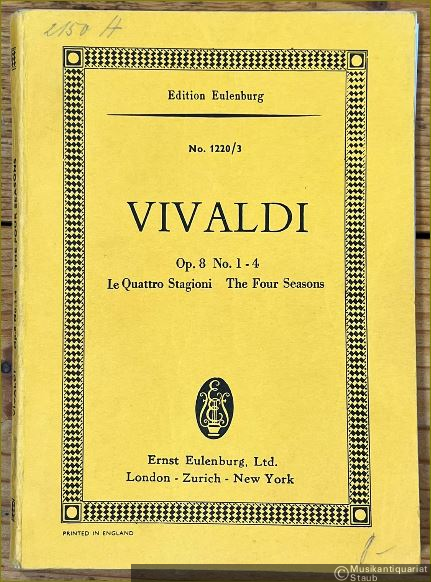  - Le quattro stagioni (The four seasons) "Il Cimento dell' Armonia e dell' Inventione", Op. 8, No. 1-4 (= Edition Eulenburg, No. 1220/3).
