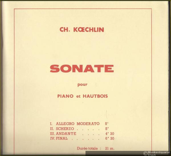  - Sonate pour Piano et Hautbois, Op. 58 (Oeuvre posthume).