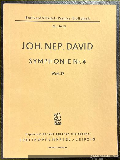  - Symphonie Nr. 4, Werk 39 (= Breitkopf & Härtels Partitur-Bibliothek, Nr. 3612).
