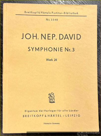  - Symphonie Nr. 3, Werk 28 (= Breitkopf & Härtels Partitur-Bibliothek, Nr. 3340).