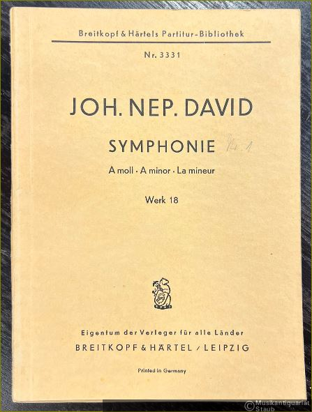  - Symphonie A moll - A minor - La mineur, Werk 18 (= Breitkopf & Härtels Partitur-Bibliothek, Nr. 3331).