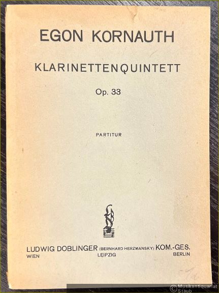  - Klarinettenquintett, Op. 33. Partitur.