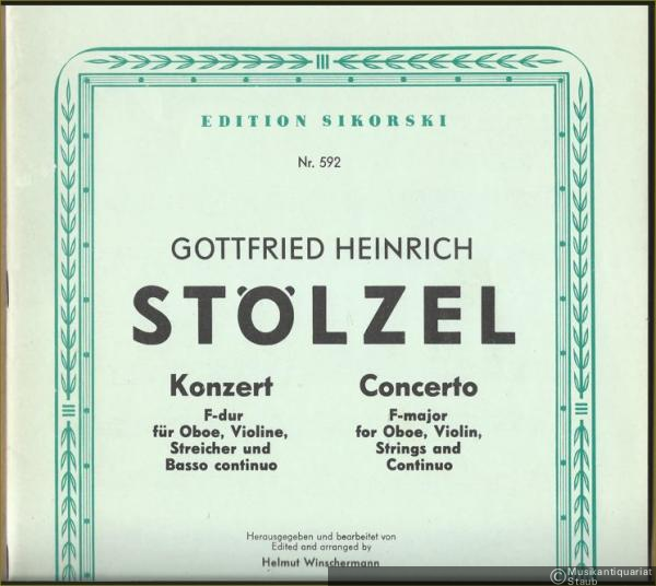  - Konzert F-Dur für Oboe, Violine, Streicher und Basso continuo (= Edition Sikorski, Nr. 592).
