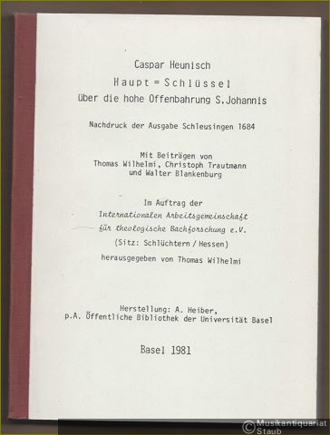  - Haupt-Schlüssel über die hohe Offenbarung S. Johannis.