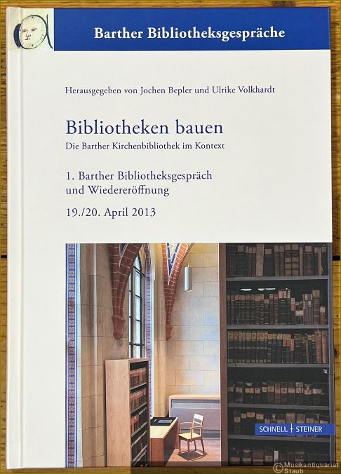  - Bibliotheken bauen. Die Barther Kirchenbibliothek im Kontext. 1. Barther Bibliotheksgespräch und Wiedereröffnung 19./20. April 2013. Separatum aus Jahrbuch kirchliches Buch- und Bibliothekswesen, NF 2, 2014.