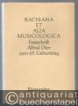 Bachiana et alia Musicologica. Festschrift Alfred Dürr zum 65. Geburtstag am 3. März 1983.