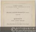Quintett Es-Dur / mi bemol / E flat-majeur für Flauto, Oboe, Clarinetto, Corno inglese o Corno, Fagotto (= Für Kenner und Liebhaber, No. 22). Stimmen.