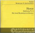 Sinfonia N. 6 für zwei Kammerorchester (1969) (= Edition Schott, Musik des 20. Jahrhunderts, Nr. 6313). Studien-Partitur.