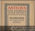 Thomas Stoltzer. Octo tonorum Melodiae quinque vocibus compositae / Fünfstimmige Fantasien in den acht Kirchentonarten für beliebige Instrumente vorzugsweise für Streichinstrumente (2 Violinen, 2 Violen, Violoncello) (= Antiqua, eine Sammlung alter Musik. Edition Schott 2314). Partitur.