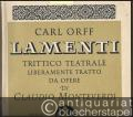 Lamenti. Trittico teatrale liberamente tratto da opere di Claudio Monteverdi (= Edition Schott, Nr. 4768). [Klavier-]Auszug.