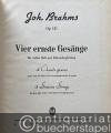 Musik (Bücher/Noten) » Noten/Partituren - Vier ernste Gesänge für tiefen Baß mit Klavierbegleitung, op. 121 / 4 chants graves pour voix de basse avec accompagnement de piano / 4 serious songs for low bass voice with piano accompaniment. - Ausgewählte Lieder und Gesänge I (= Edition Breitkopf, Nr. 5291c). Tief [2 Hefte in 1 Band].