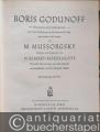 Boris Godunoff. Musikalisches Volksdrama in vier Aufzügen und einem Prolog (nach Puschkin und Karamsin) von M. Mussorgsky. Klavierauszug mit Text.