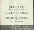 Sonate für Klarinette und Klavier nach dem Bläserquintett Op. 26 von Arnold Schönberg (= Universal-Edition, No. 8376).