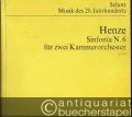 Sinfonia N. 6 für zwei Kammerorchester (1969) (= Edition Schott, Musik des 20. Jahrhunderts, Nr. 6313). Studien-Partitur.