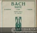 Suite F-Dur (No. 4 der englischen Suiten: Preludio, Allemande, Courante, Sarabande, Menuetto, Gigue) / fa majeur / f major (= Klassische Klavierwerke aus Hans von Bülow's Concertprogrammen, I. Band. Universal-Edition, No. 1323a). Piano solo.