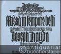 Missa in tempore belli, genannt Paukenmesse von Joseph Haydn. Komponiert 1796. Für 4 Singstimmen (Soli u. Chor), 2 Violinen, Viola, Cello (im Gloria), Bass, Flöte (nur im qui tollis), 2 Oboen (abwechselnd mit Klarinetten), 2 Fagott, 2 Hörner, 2 Trompeten, Pauken und Orgel.